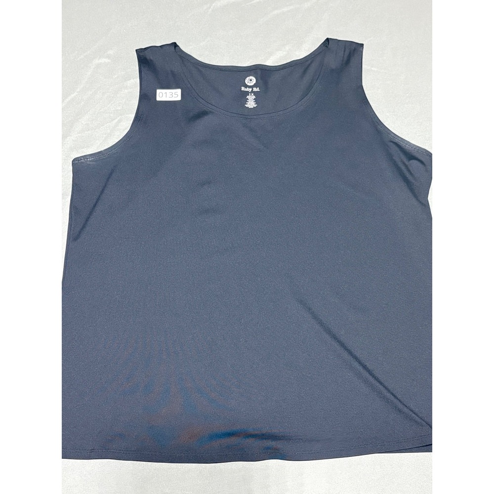 Ruby Rd Womens Black Sleeveless Scoop Neck Tank Top Plus Size 1X